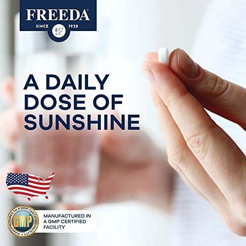 FREEDA Vitamin D2 2000 IE – Veganes Vitamin D für Knochenstärke & Immununterstützung – Veganer Ergocalciferol D2 Nahrungsergänzung – 100 kleine Tabletten