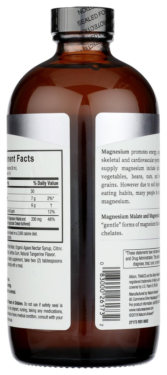 Nature's Answer Flüssiges Magnesiummalat und -glycinat | Unterstützt gesunde Knochen- und Muskelfunktion | Fördert die Herz-Kreislauf-Gesundheit | Glutenfrei & vegan 480 ml