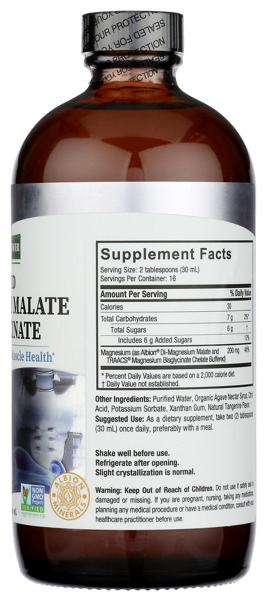 Nature's Answer Flüssiges Magnesiummalat und -glycinat | Unterstützt gesunde Knochen- und Muskelfunktion | Fördert die Herz-Kreislauf-Gesundheit | Glutenfrei & vegan 480 ml