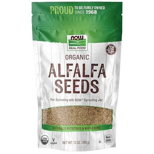 NOW Foods Bio-Alfalfa-Samen zum Keimen, in den USA angebaut, zertifiziert nicht gentechnisch verändert, 340 g (Verpackung kann variieren)