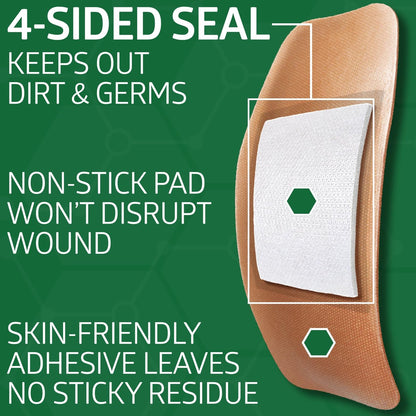 Curad Flex-Fabric Wundschnellverbände, dehnbar, 2 x 4 Zoll, 50 Stück, hautfarben
