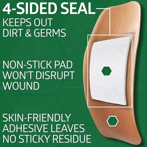 Curad Flex-Fabric Wundschnellverbände, dehnbar, 2 x 4 Zoll, 50 Stück, hautfarben