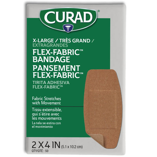 Curad Flex-Fabric Wundschnellverbände, dehnbar, 2 x 4 Zoll, 50 Stück, hautfarben