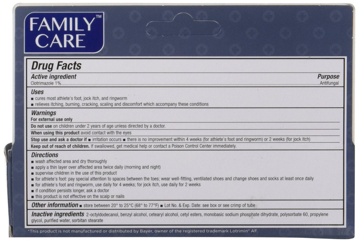 Family Care Clotrimazol Creme 1% – Wirksame Behandlung gegen Fußpilz, 28 g