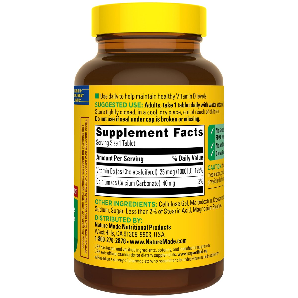 Nature Made Vitamin D3 1000 IE (25 mcg) – 300 Tabletten, Vitamin-D-Präparat für Knochen-, Zahn-, Muskel- und Immunsystemunterstützung