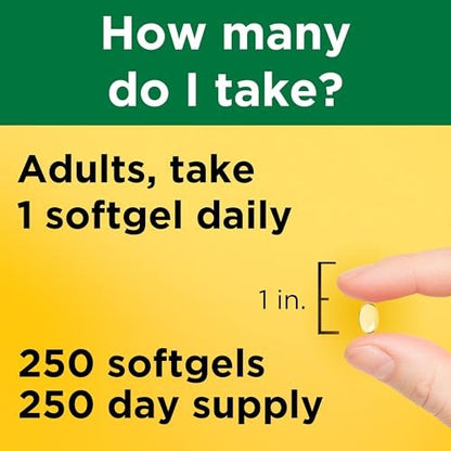 Nature Made Vitamin D3 2000 IE (50 µg) – 250 Weichkapseln für Knochen-, Zahn-, Muskel- und Immunsystemunterstützung