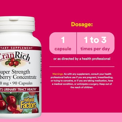 CranRich von Natural Factors – Hochkonzentrierter Cranberry-Extrakt für die Harnwegsunterstützung, Antioxidans, Non-GMO, 90 Kapseln