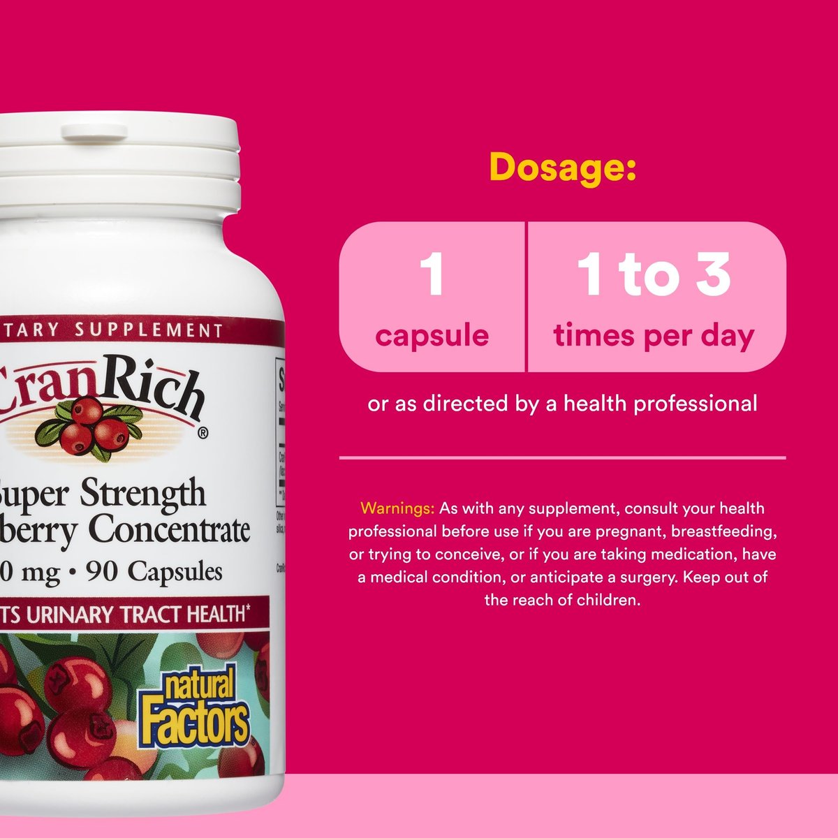 CranRich von Natural Factors – Hochkonzentrierter Cranberry-Extrakt für die Harnwegsunterstützung, Antioxidans, Non-GMO, 90 Kapseln
