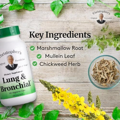 Christopher's Original Formulas Lungen- & Bronchialformel - Lungenreinigung für Raucher - Unterstützt das Atmungssystem mit synergistischer Kräutermischung
