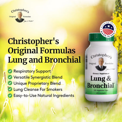 Christopher's Original Formulas Lungen- & Bronchialformel - Lungenreinigung für Raucher - Unterstützt das Atmungssystem mit synergistischer Kräutermischung