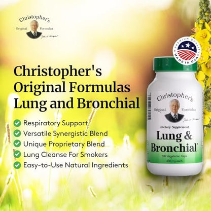 Christopher's Original Formulas Lungen- & Bronchialformel - Lungenreinigung für Raucher - Unterstützt das Atmungssystem mit synergistischer Kräutermischung
