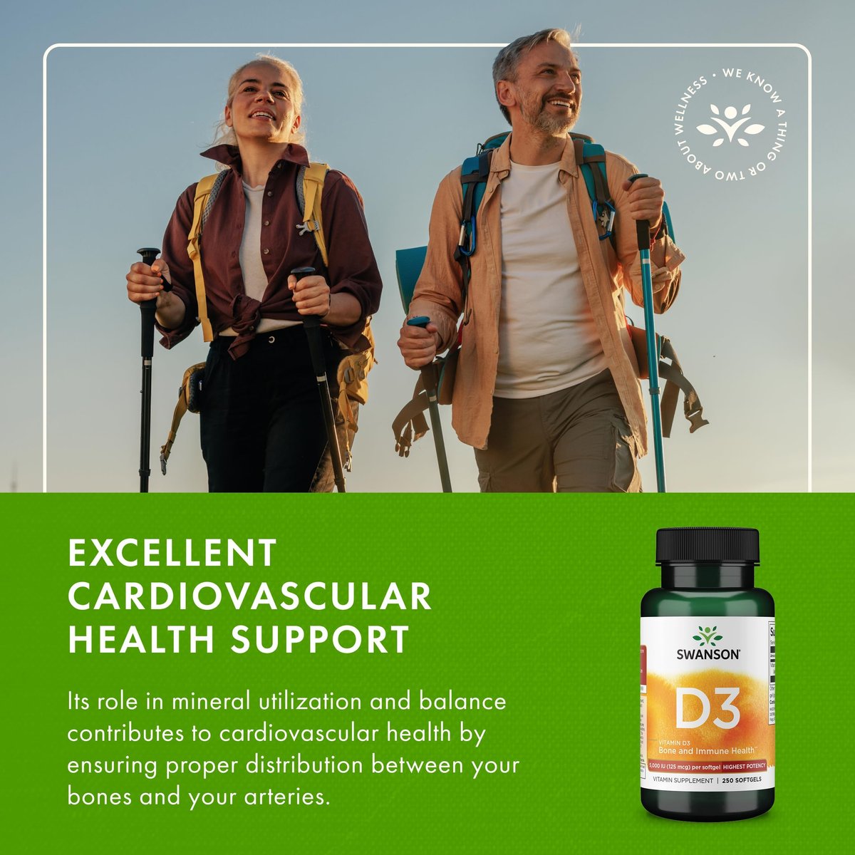 Swanson Vitamin D3 5.000 IE – 250 Softgels für Knochen-, Immun- und Herzunterstützung