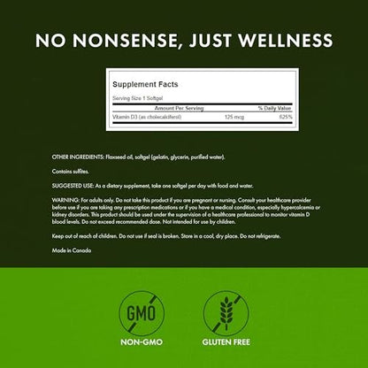 Swanson Vitamin D3 5.000 IE – 250 Softgels für Knochen-, Immun- und Herzunterstützung