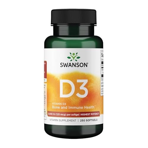Swanson Vitamin D3 5.000 IE – 250 Softgels für Knochen-, Immun- und Herzunterstützung