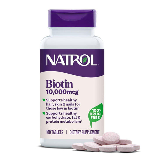Natrol Beauty Biotin 10.000 mcg – 100 Tabletten für Haar, Haut und Nägel