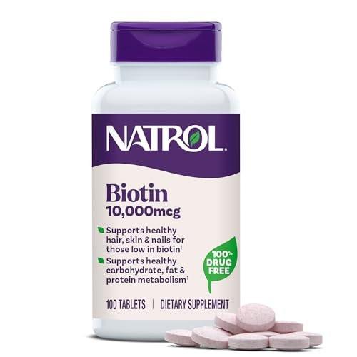 Natrol Beauty Biotin 10.000 mcg – 100 Tabletten für Haar, Haut und Nägel