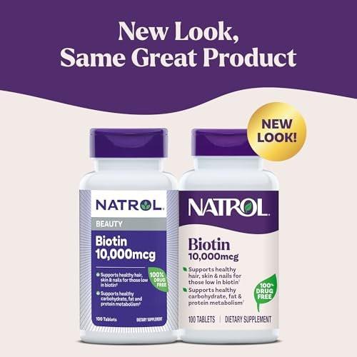 Natrol Beauty Biotin 10.000 mcg – 100 Tabletten für Haar, Haut und Nägel