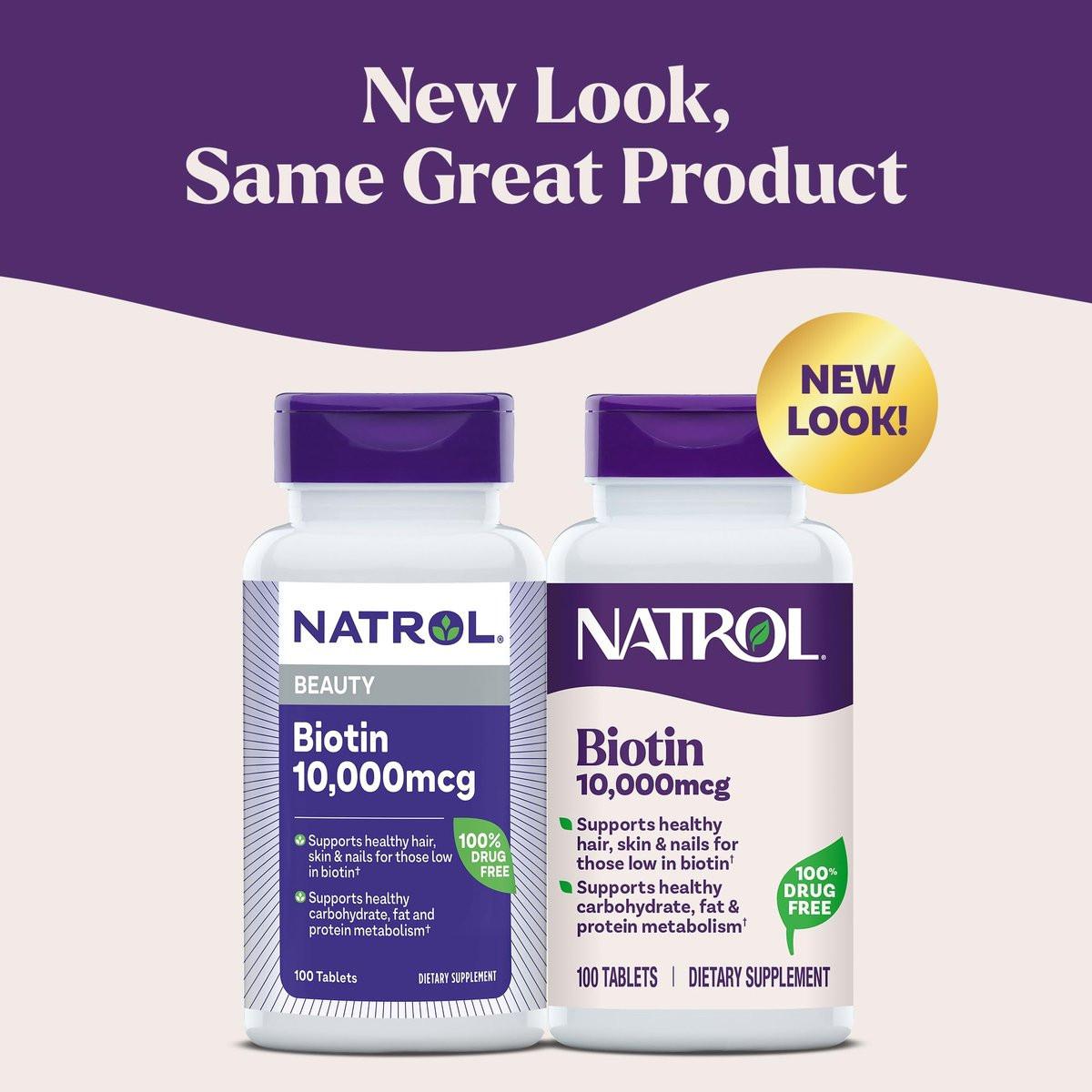 Natrol Beauty Biotin 10.000 mcg – 100 Tabletten für Haar, Haut und Nägel