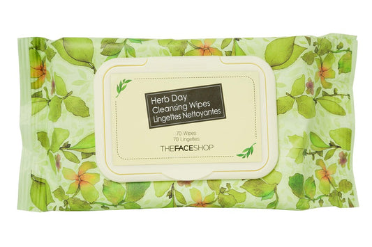 The Face Shop Herb Day 365 Reinigungstücher mit Rosmarin-Extrakt – 70 Stück, Make-up-Entferner, nicht reizend, erfrischend, aufhellend, feuchtigkeitsspendend