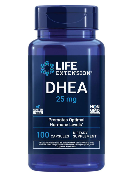 Life Extension DHEA 25 mg – Hormonbalance, Immunsystem, Sexualgesundheit, Knochen- & Herz-Kreislauf-Gesundheit, Anti-Aging & Stimmungsunterstützung – Glutenfrei, Nicht-GVO – 100 Kapseln