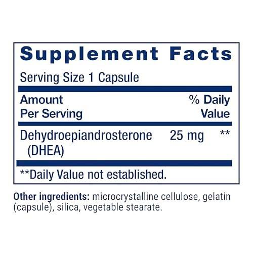 Life Extension DHEA 25 mg – Hormonbalance, Immunsystem, Sexualgesundheit, Knochen- & Herz-Kreislauf-Gesundheit, Anti-Aging & Stimmungsunterstützung – Glutenfrei, Nicht-GVO – 100 Kapseln