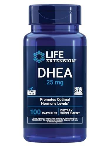 Life Extension DHEA 25 mg – Hormonbalance, Immunsystem, Sexualgesundheit, Knochen- & Herz-Kreislauf-Gesundheit, Anti-Aging & Stimmungsunterstützung – Glutenfrei, Nicht-GVO – 100 Kapseln