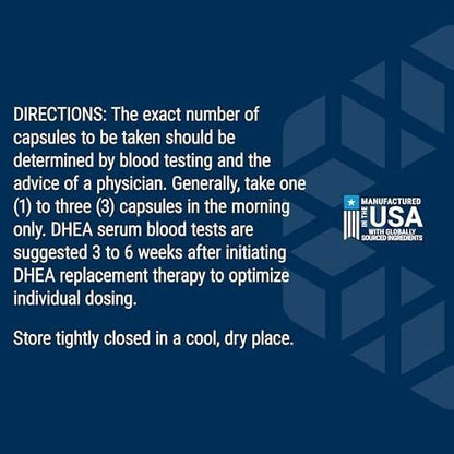 Life Extension DHEA 25 mg – Hormonbalance, Immunsystem, Sexualgesundheit, Knochen- & Herz-Kreislauf-Gesundheit, Anti-Aging & Stimmungsunterstützung – Glutenfrei, Nicht-GVO – 100 Kapseln