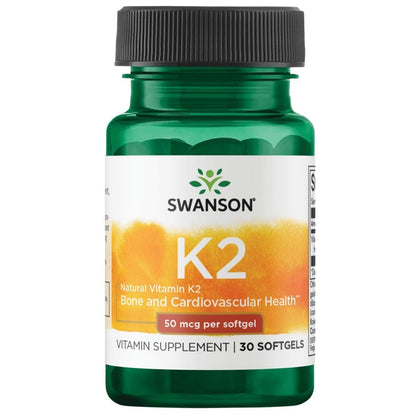 Swanson Natürliches Vitamin K2 (Menaquinon-7 aus Natto) 50 mcg, 30 Weichkapseln