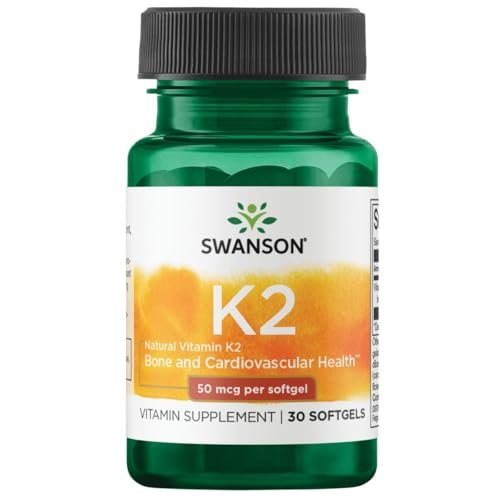 Swanson Natürliches Vitamin K2 (Menaquinon-7 aus Natto) 50 mcg, 30 Weichkapseln