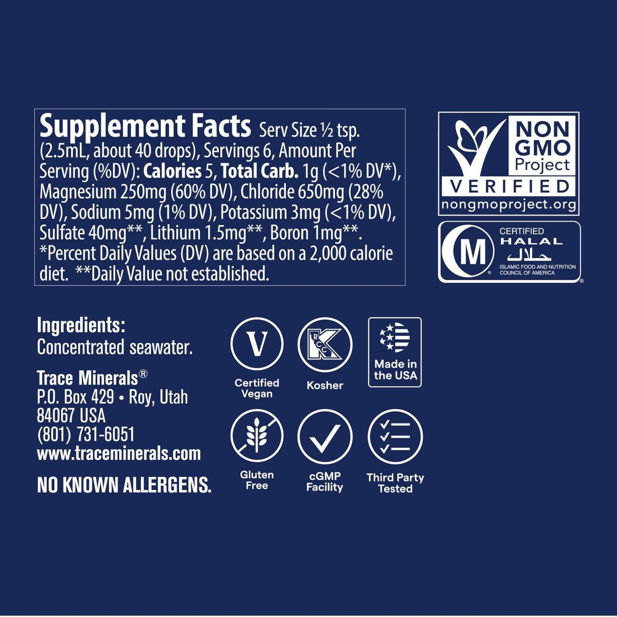 Trace Minerals ConcenTrace Mineraltropfen – Unterstützt Energie, Verdauung, Knochengesundheit & Hydration, 70+ ionische Mineralien mit Magnesium, Chlorid & Kalium | Keto, Vegan & Non-GMO | 6 Portionen