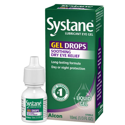 Systane Gleitende Augengel-Tropfen, 10 ml (Verpackung kann variieren)