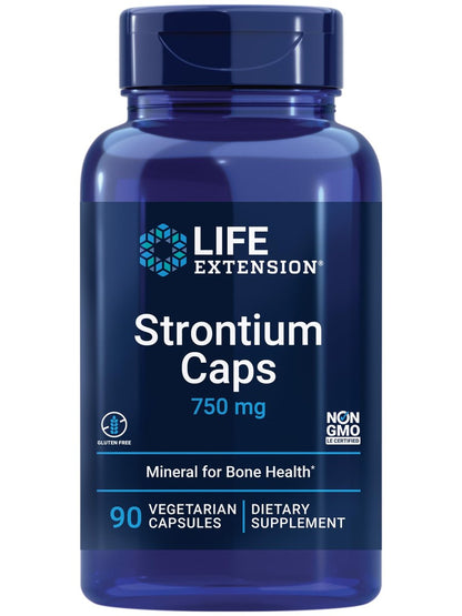 Life Extension Strontium Kapseln – Spurenelement für fortgeschrittene Knochengesundheit, glutenfrei, nicht-GVO, vegetarisch, 90 Kapseln