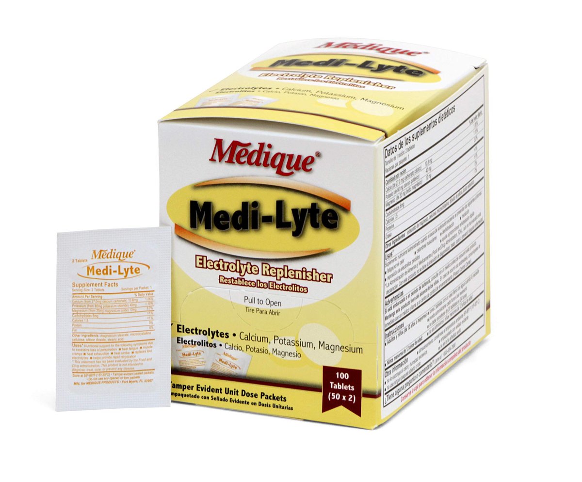 Medique 03033 Medi-Lyte Elektrolyt-Tabletten mit Kaliumchlorid gegen Krämpfe, 100 Tabletten