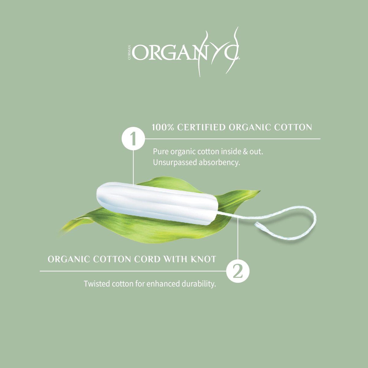 Organyc 100% Bio-Baumwoll-Tampons ohne Applikator – Normal, Regular, 16 Stück – Chlorfrei, ohne Duftstoffe, Rayon oder Chemikalien
