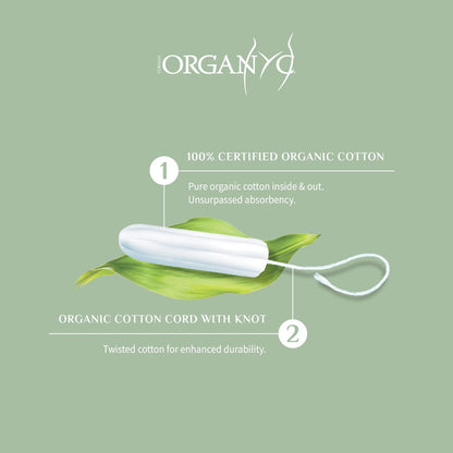 Organyc 100% Bio-Baumwoll-Tampons ohne Applikator – Normal, Regular, 16 Stück – Chlorfrei, ohne Duftstoffe, Rayon oder Chemikalien