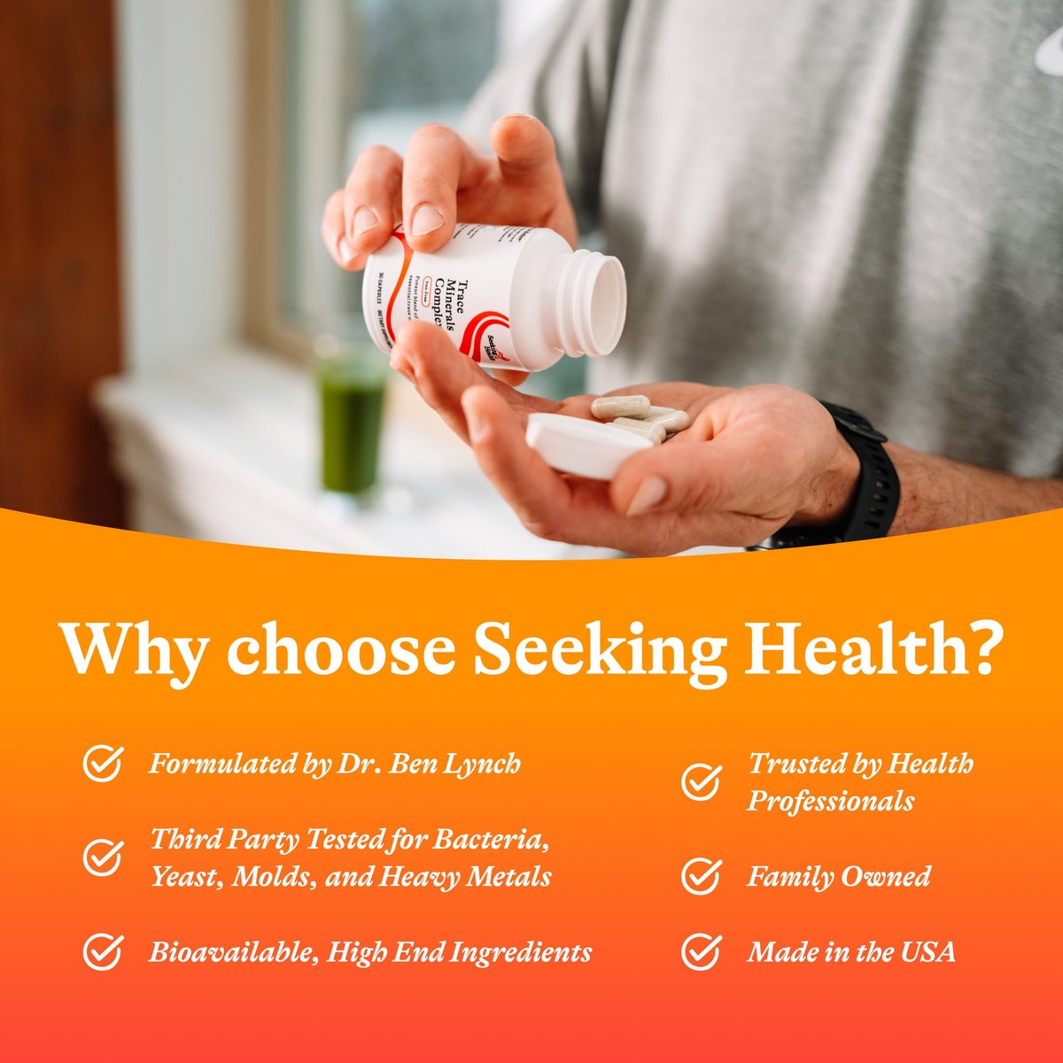 Seeking Health Spurenelemente-Komplex – 10 essentielle Mineralien für Immunsystem & Nerven – Eisenfrei – 30 Kapseln
