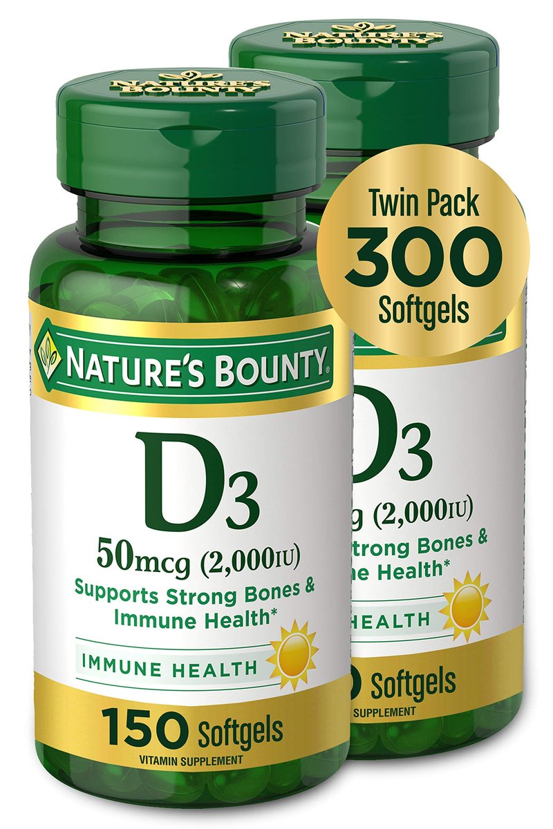 Nature's Bounty Vitamin D3 50mcg – 2er-Pack mit 150 Softgels für Immunsystem und Knochengesundheit