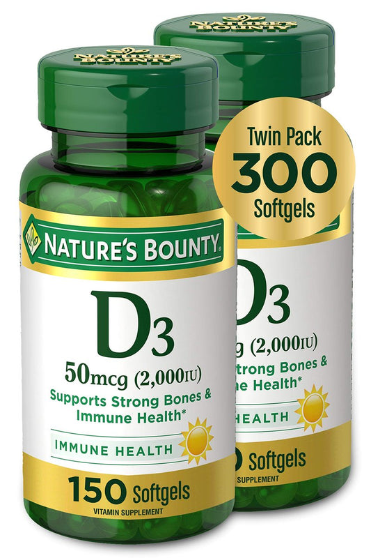 Nature's Bounty Vitamin D3 50mcg – 2er-Pack mit 150 Softgels für Immunsystem und Knochengesundheit