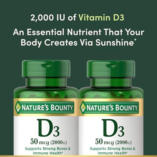 Nature's Bounty Vitamin D3 50mcg – 2er-Pack mit 150 Softgels für Immunsystem und Knochengesundheit