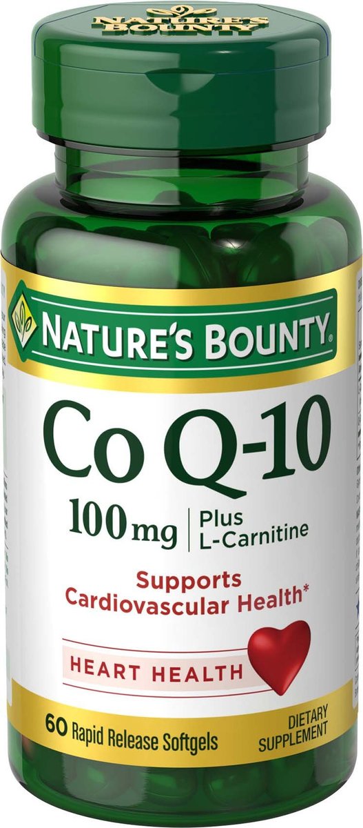 Nature's Bounty CoQ10 100 mg plus L-Carnitin – 60 Weichkapseln für die Herzgesundheit