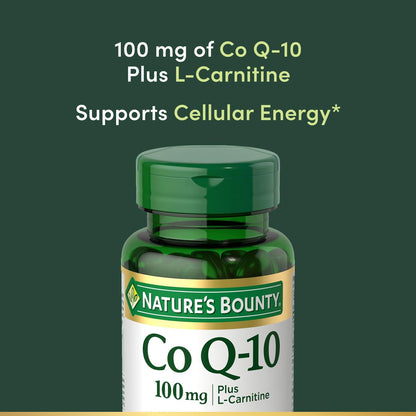 Nature's Bounty CoQ10 100 mg plus L-Carnitin – 60 Weichkapseln für die Herzgesundheit