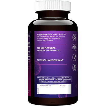 MRM Resveratrol 100 mg – Natürliches Trans-Resveratrol Antioxidans für Männer und Frauen, zelluläre Gesundheit und Anti-Aging, vegan & glutenfrei, 60 Kapseln