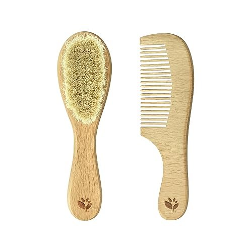 Green Sprouts Baby Brush & Kamm Set | Sanfte Haarpflege aus Naturholz und Borsten