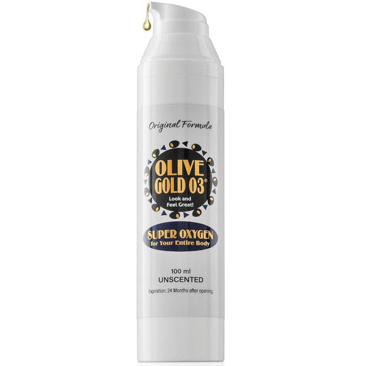Olive Gold O3 Hautpflegelotion – Ozonisiertes Olivenöl Feuchtigkeitsspender für Gesicht & Körper, Natürliche Hydratation & Anti-Aging Unterstützung (118 ml)