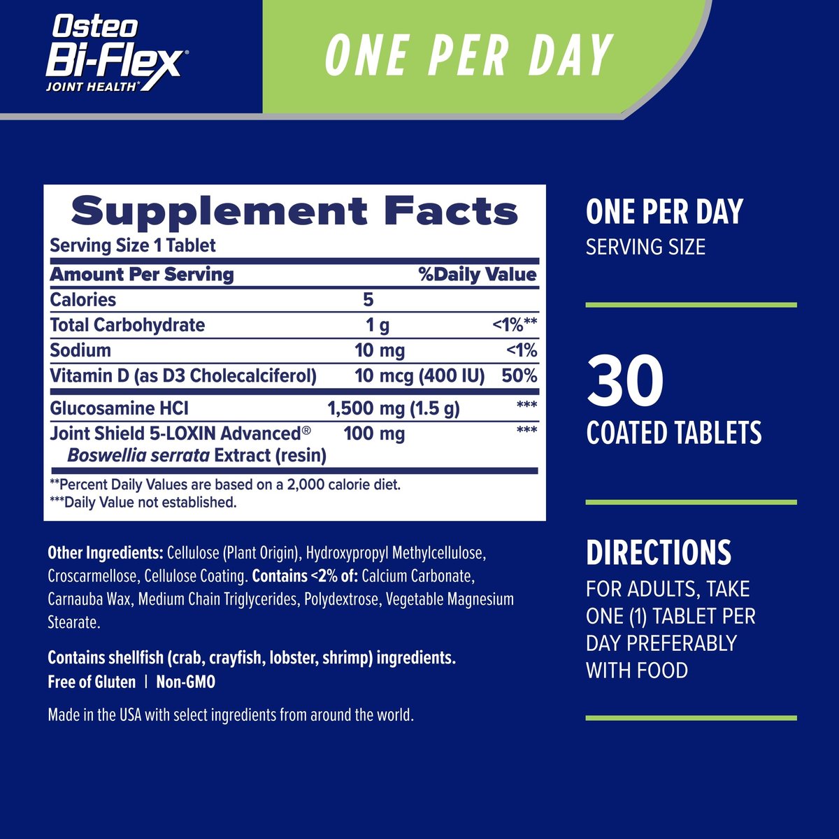 Osteo Bi-Flex One Per Day Vitamin-D-Präparat – Verbessert die Gelenkfunktion, unterstützt Knochen- und Immungesundheit, 30 überzogene Tabletten