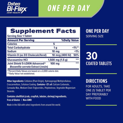 Osteo Bi-Flex One Per Day Vitamin-D-Präparat – Verbessert die Gelenkfunktion, unterstützt Knochen- und Immungesundheit, 30 überzogene Tabletten