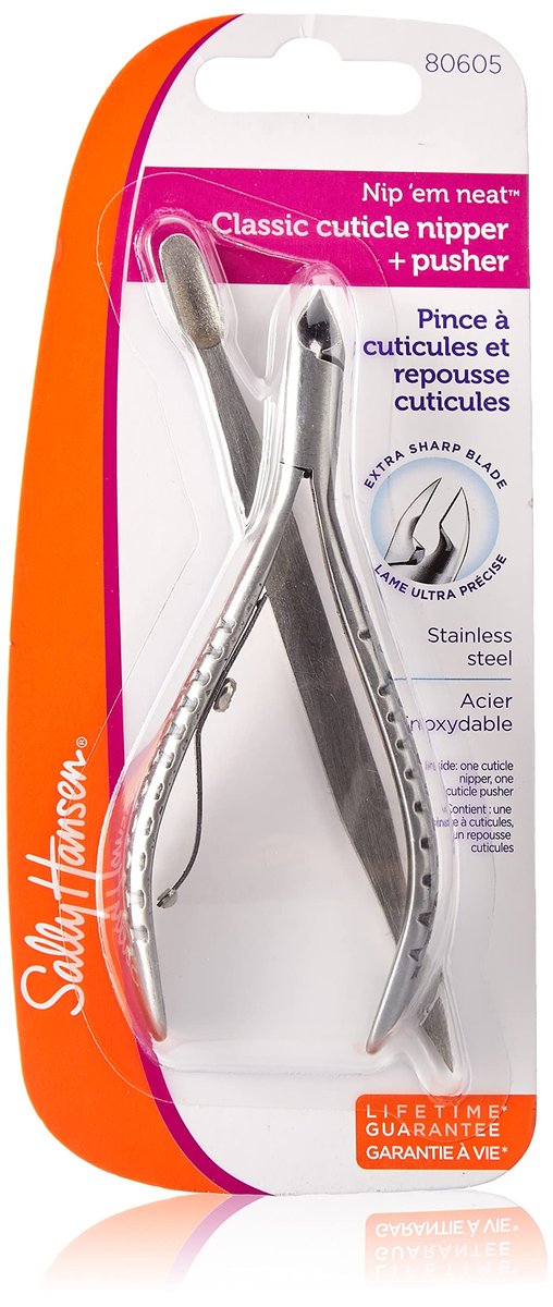 Sally Hansen Beauty Tools Nip'em Neat Cuticle Nipper mit Schieber – Präzise Nagelhautschere aus Edelstahl, 1 Stück