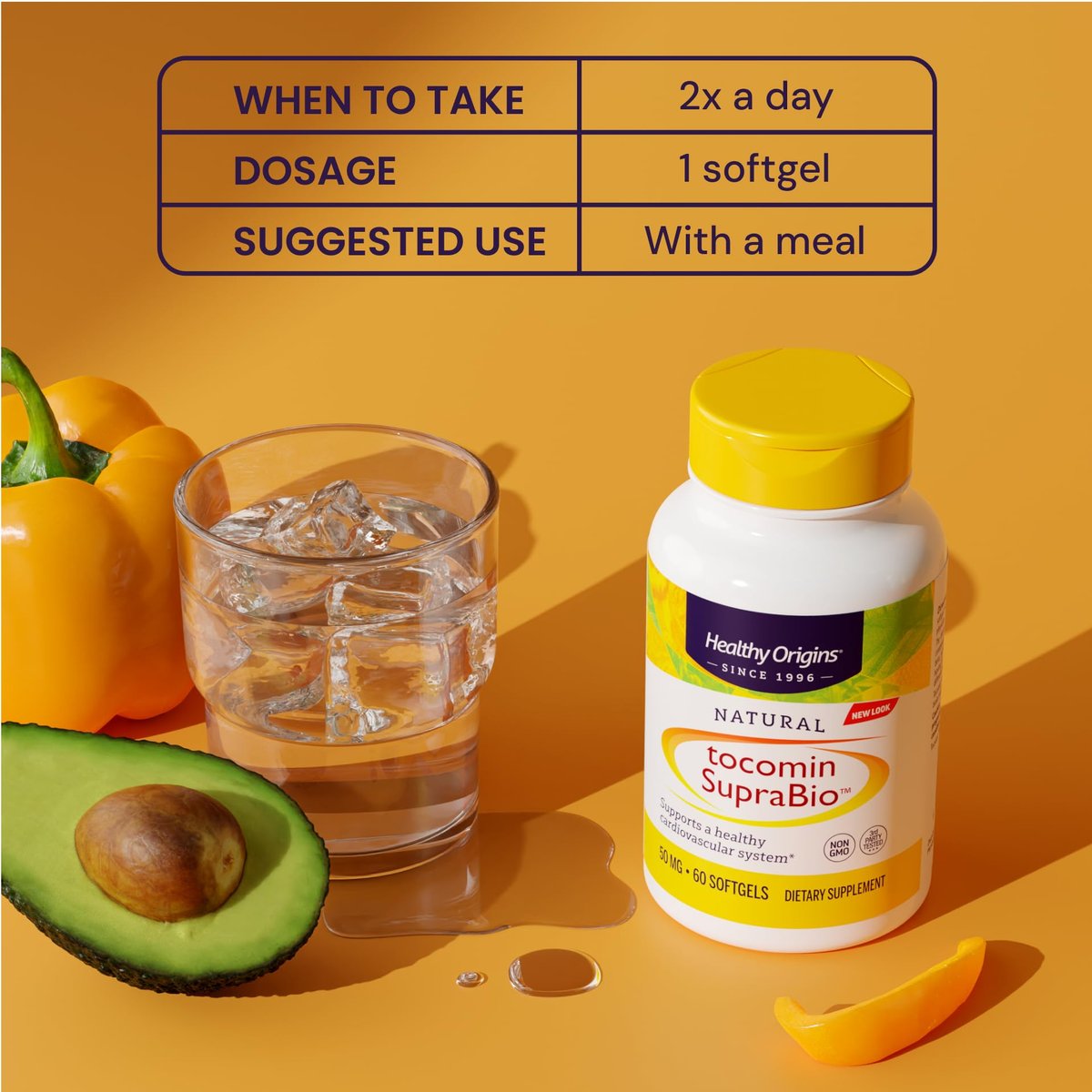 Healthy Origins Tocomin SupraBio Tocotrienole 50 mg – 60 Softgels – Herzgesundheit & Antioxidantien