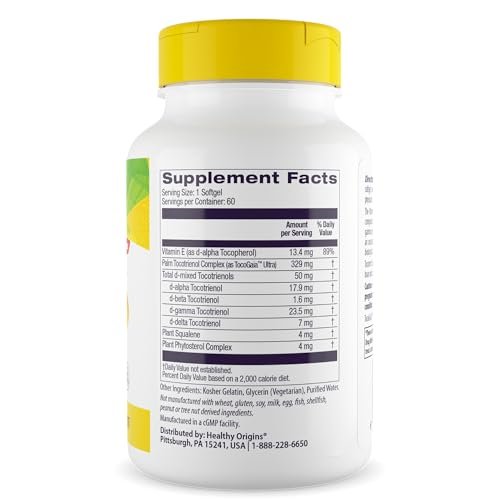 Healthy Origins Tocomin SupraBio Tocotrienole 50 mg – 60 Softgels – Herzgesundheit & Antioxidantien
