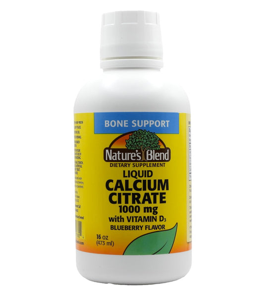 Flüssiges Calciumcitrat 1000 mg mit Vitamin D3 – 16 fl oz Blaubeergeschmack – Nahrungsergänzungsmittel von Nature's Blend